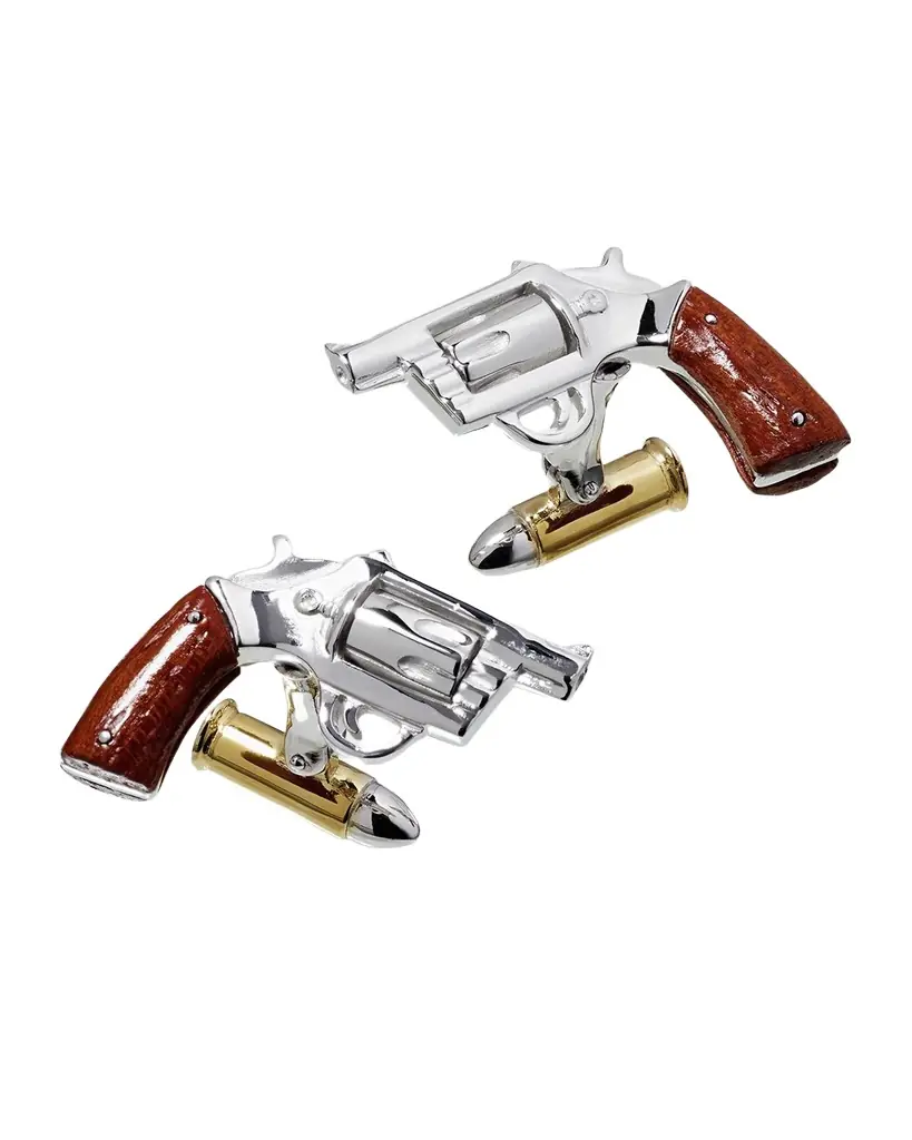 Jan Leslie Men 's Gun and Bullet Cufflinks