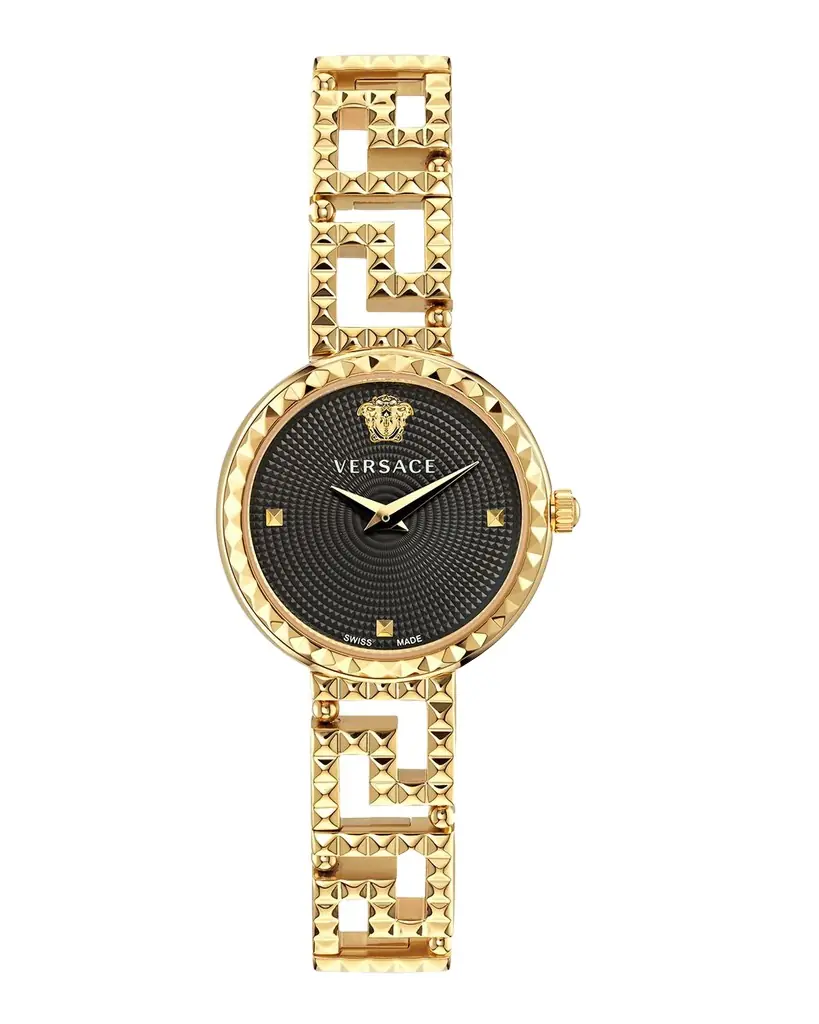 Versace 28mm Greca Goddess Watch with Bracelet Strap, Black