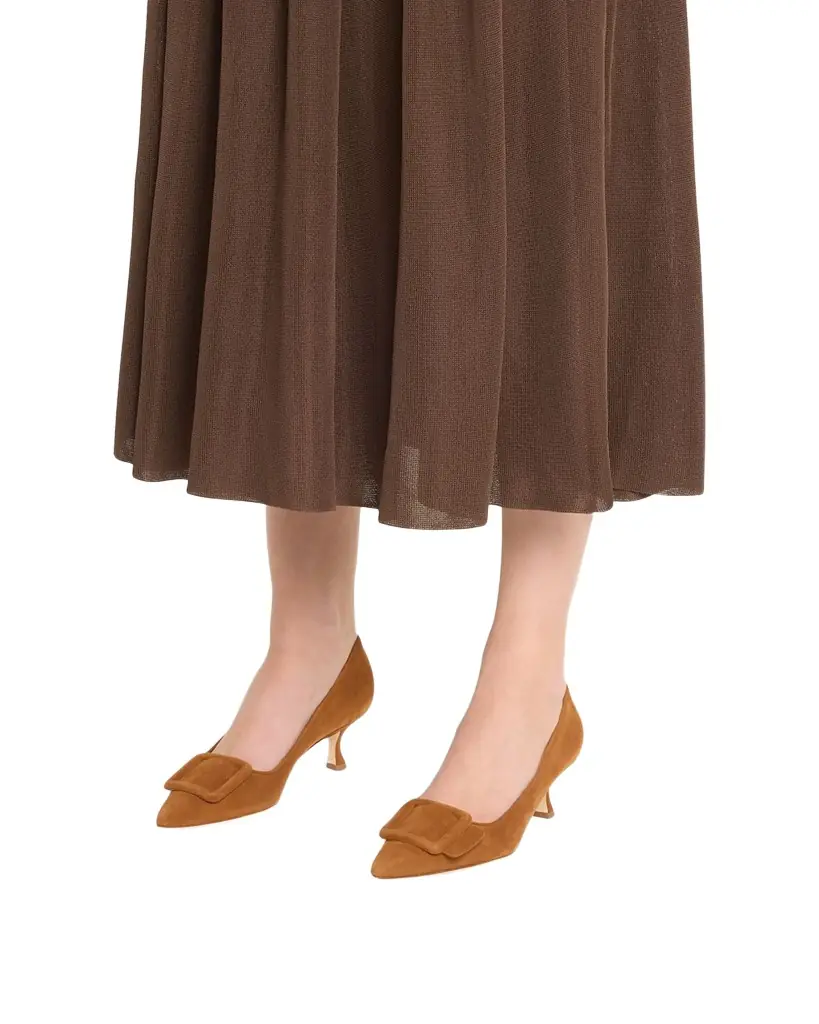 Manolo Blahnik Maysale Suede Buckle Pumps