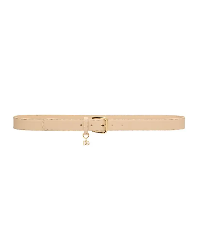 Dolce & Gabbana DG Charm Smooth Leather & Brass Belt