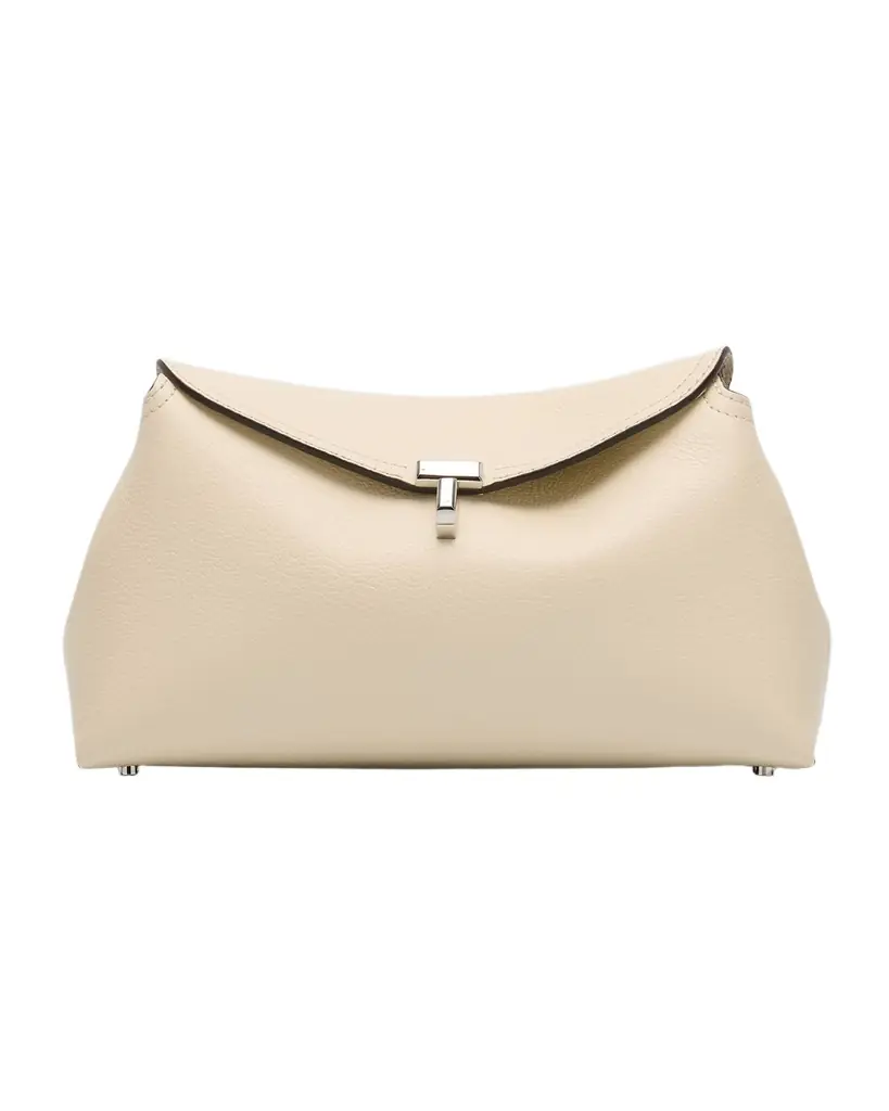 Toteme T-Lock Clutch Bag in Pebble Grain Leather