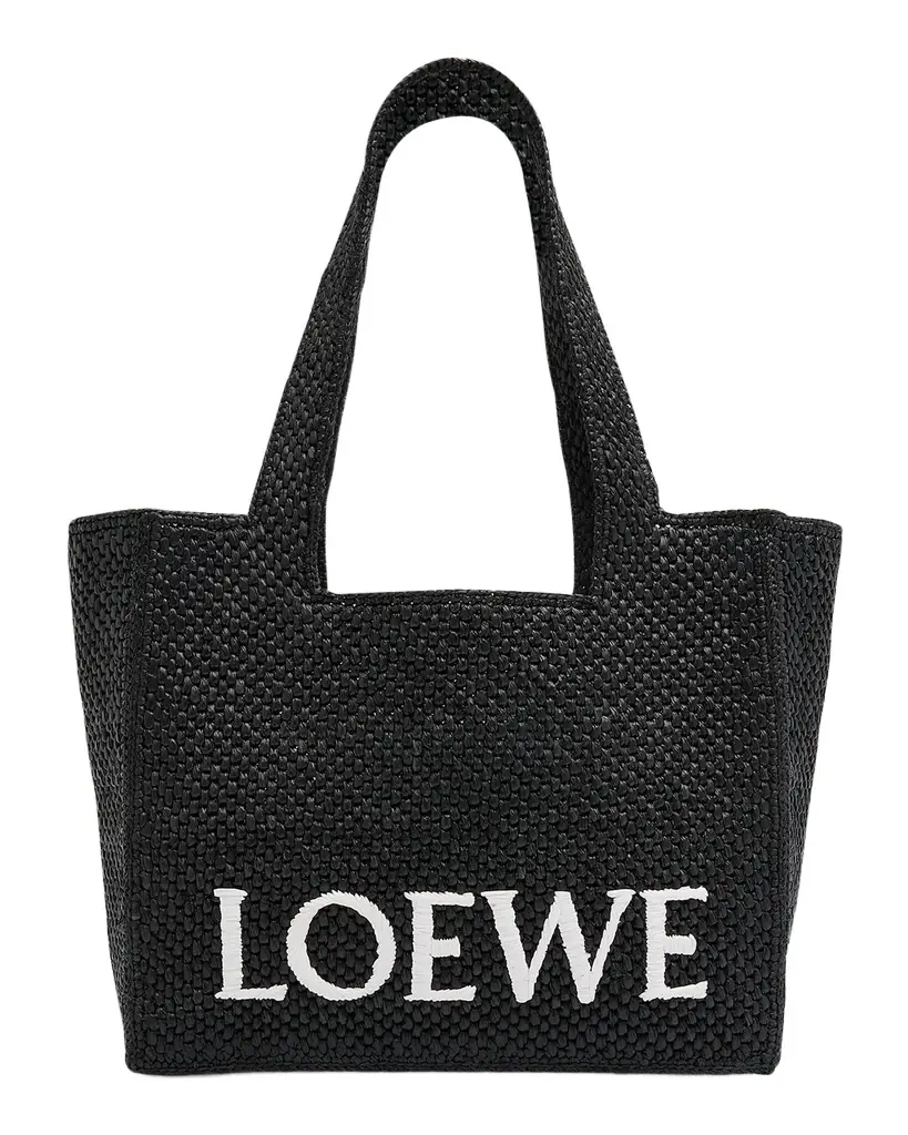 Loewe x Paula 's Ibiza Font Logo Medium Tote Bag in Raffia