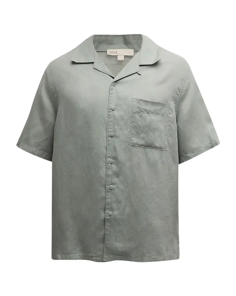 Onia Men 's Air Linen Convertible Collar Short-Sleeve Shirt