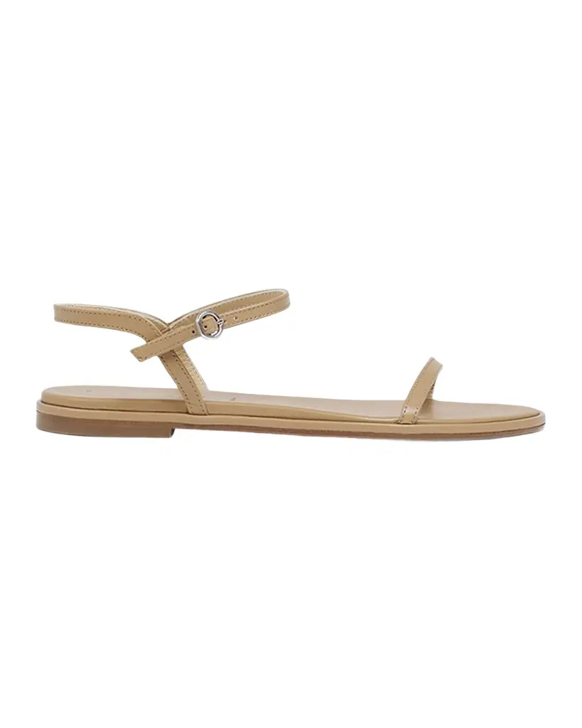 Aeyde Nettie Nude Leather Ankle-Strap Sandals