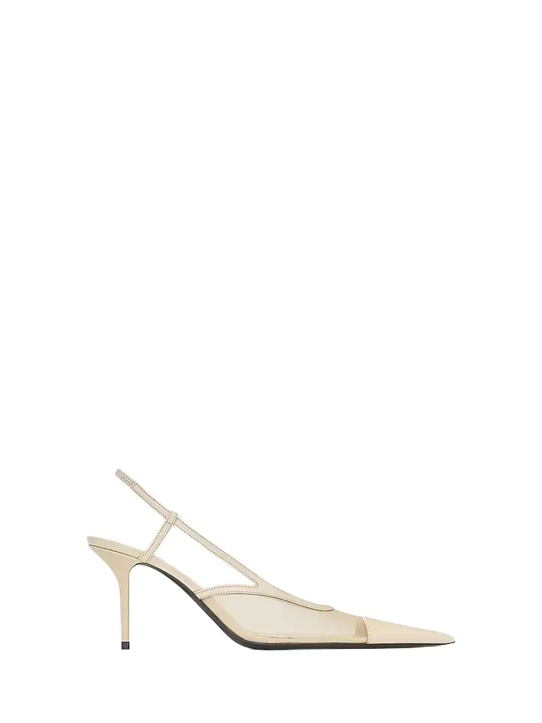Saint Laurent Women's Renée Slingback Pumps in Mesh - White