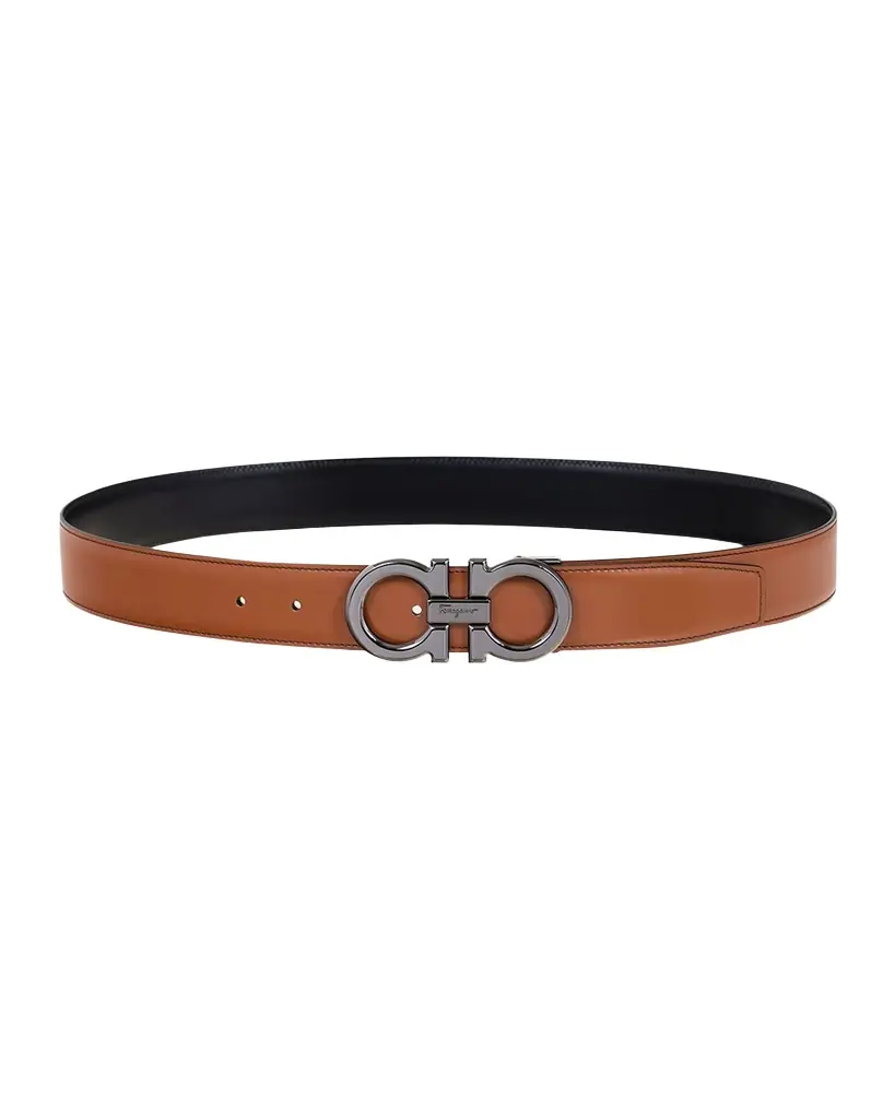 Ferragamo Men 's Double Adjustable Leather Gancini Belt