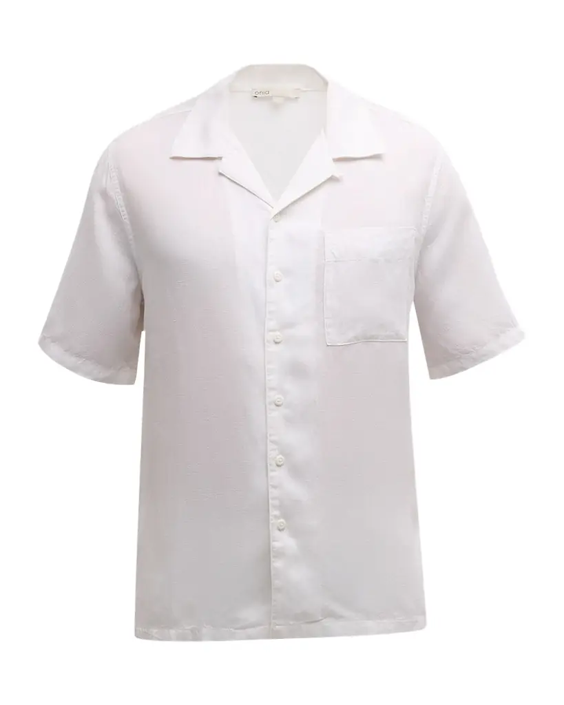 Onia Men 's Air Linen Convertible Collar Short-Sleeve Shirt