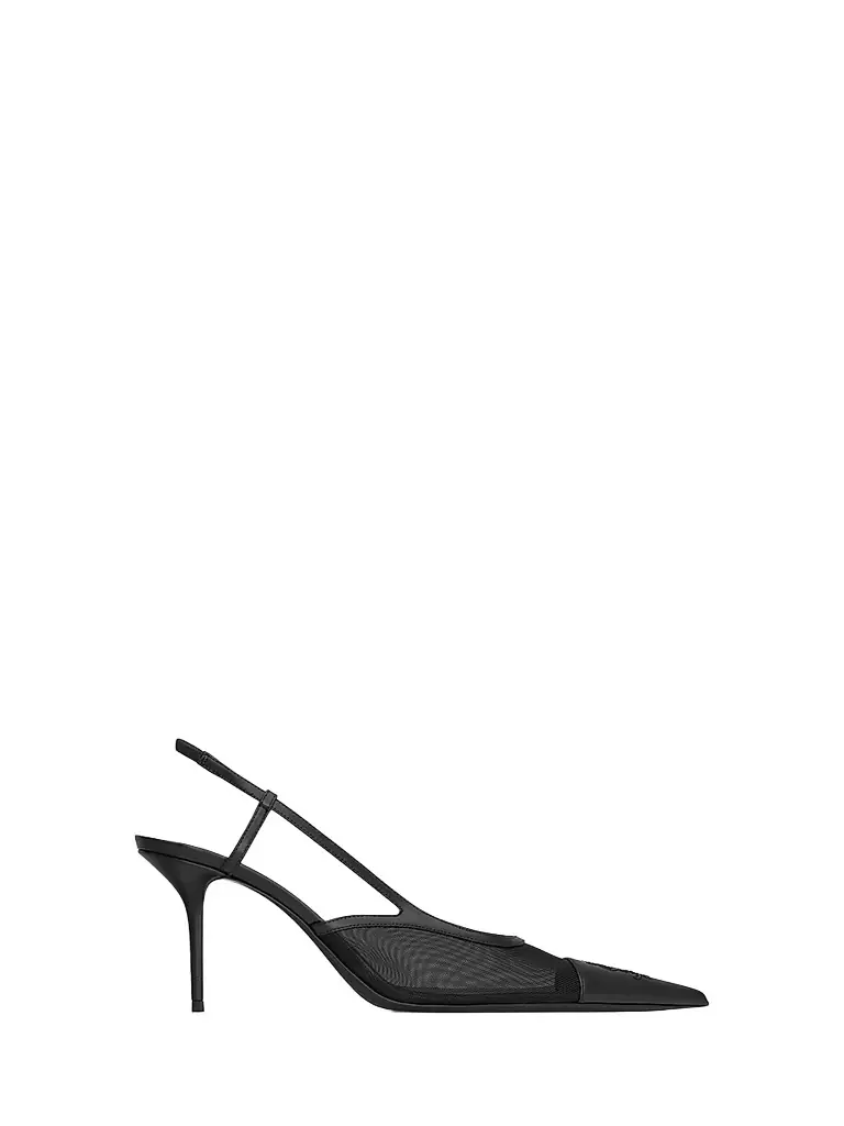 Saint Laurent Women's Renée Slingback Pumps in Mesh - Black