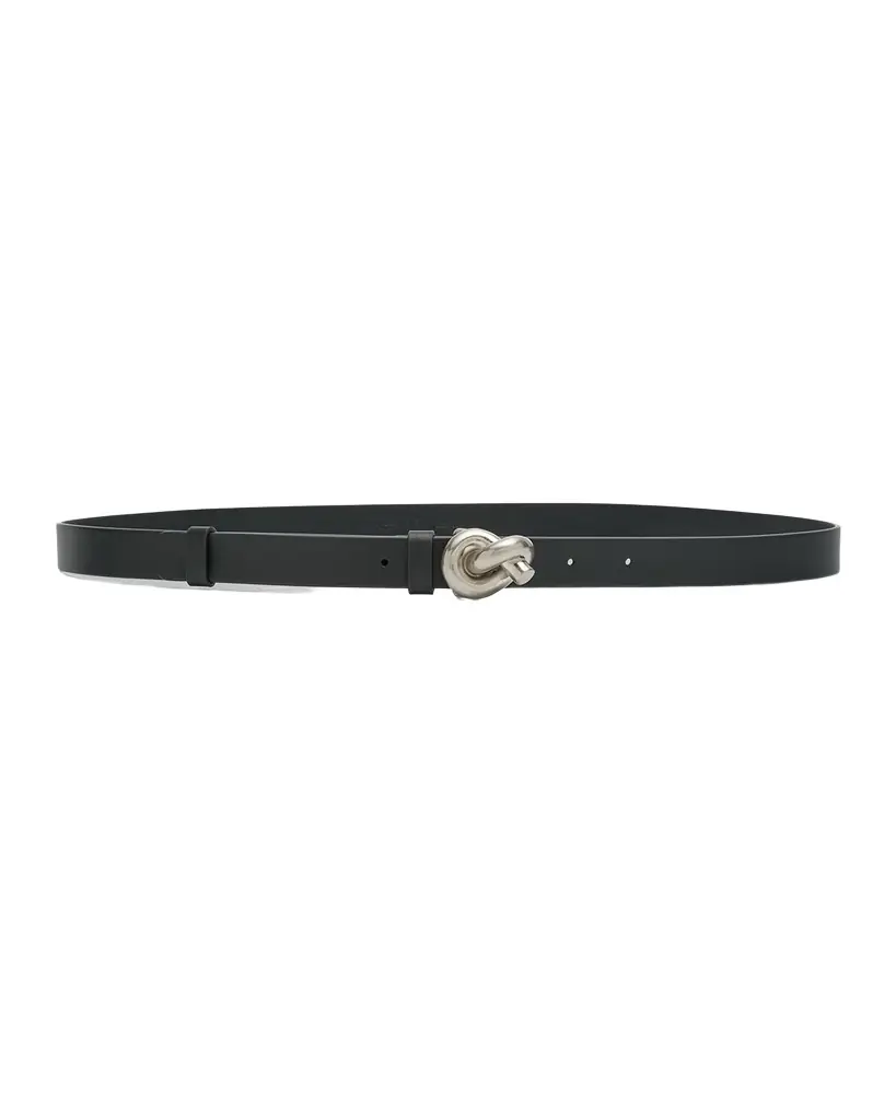 Bottega Veneta Brass Knot Skinny Leather Belt