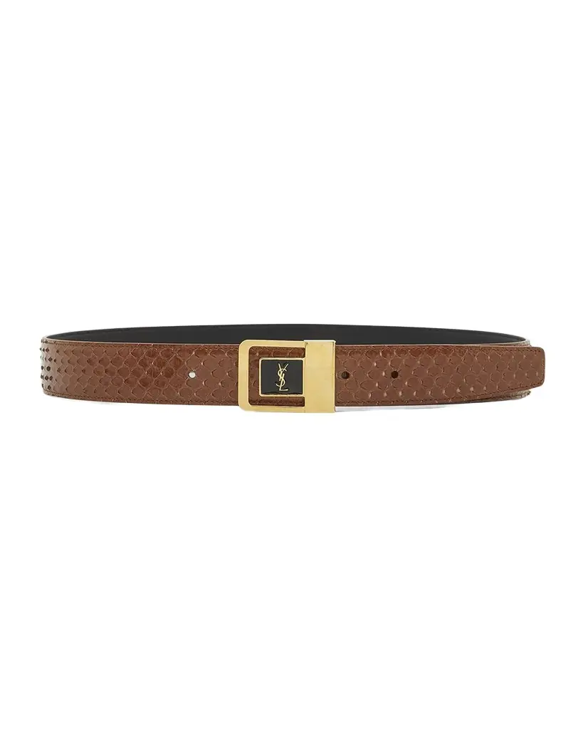 Saint Laurent YSL Python Leather Belt