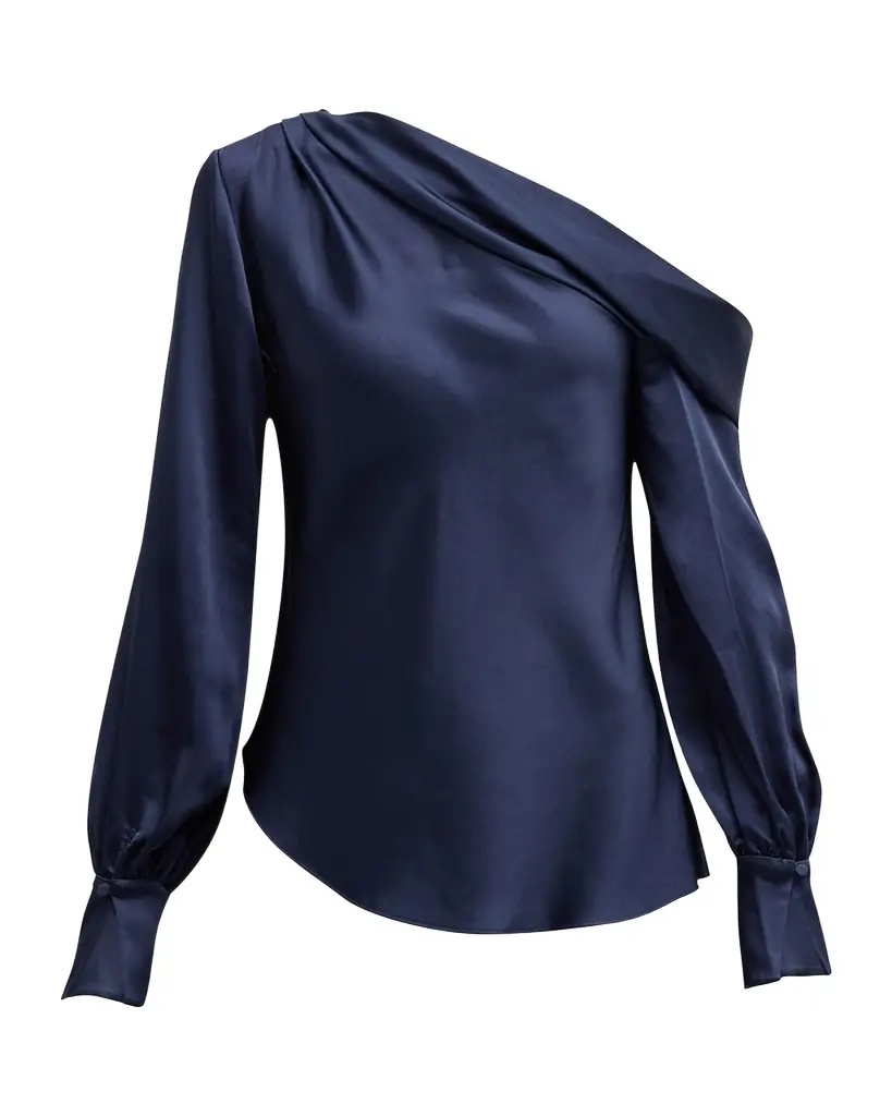 SIMKHAI Alice Draped Satin One-Shoulder Top