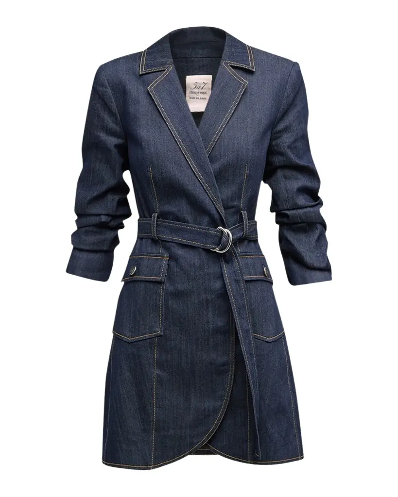 Cinq a Sept Jenessa Belted Denim Mini Wrap Shirtdress