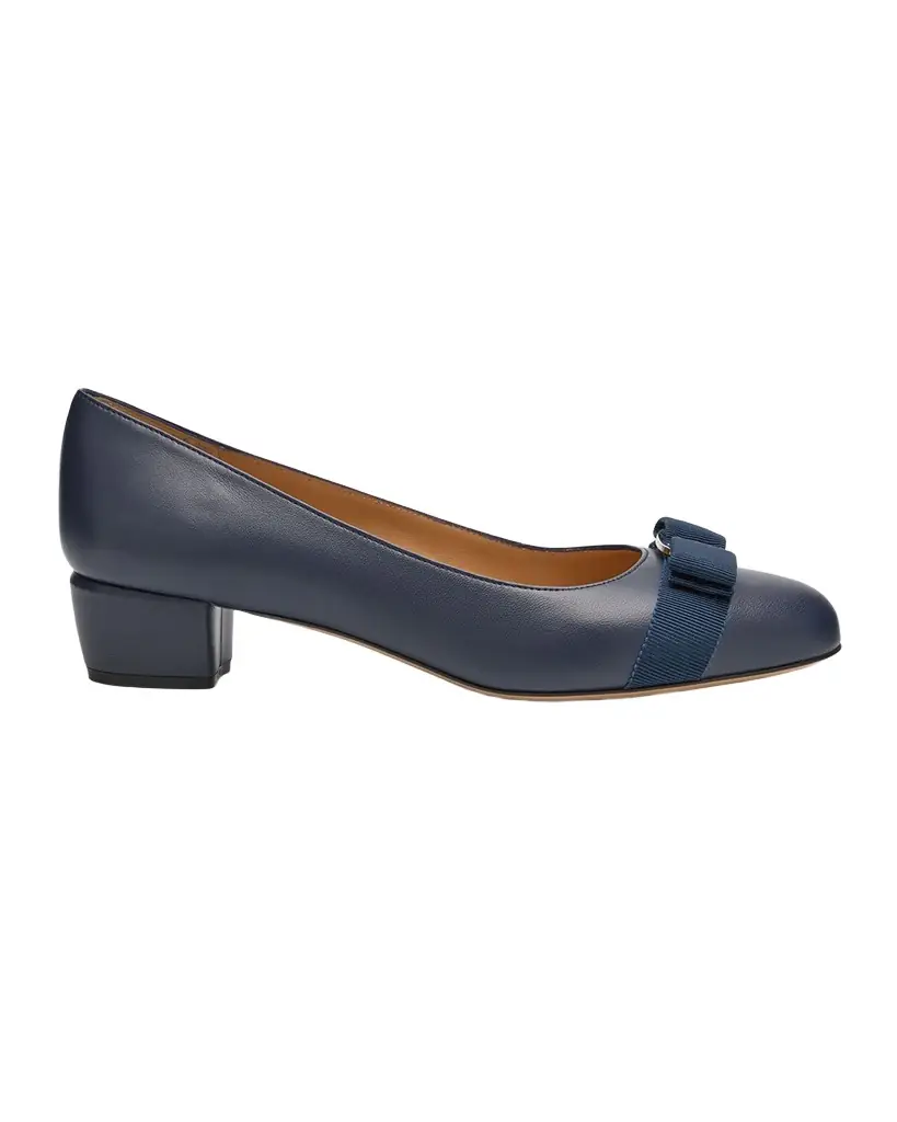 Ferragamo Vara Leather Bow Low Pumps - Women's Shoes