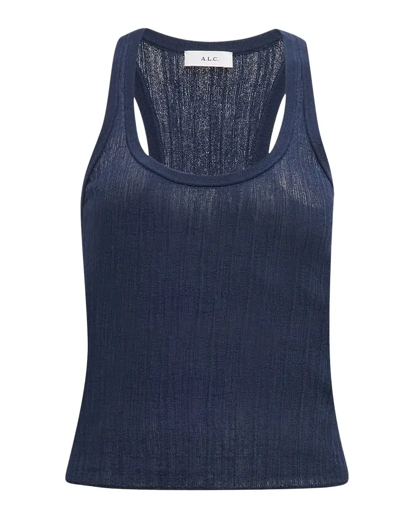 A.L.C. Iris Striped Scoop-Neck Tank Top