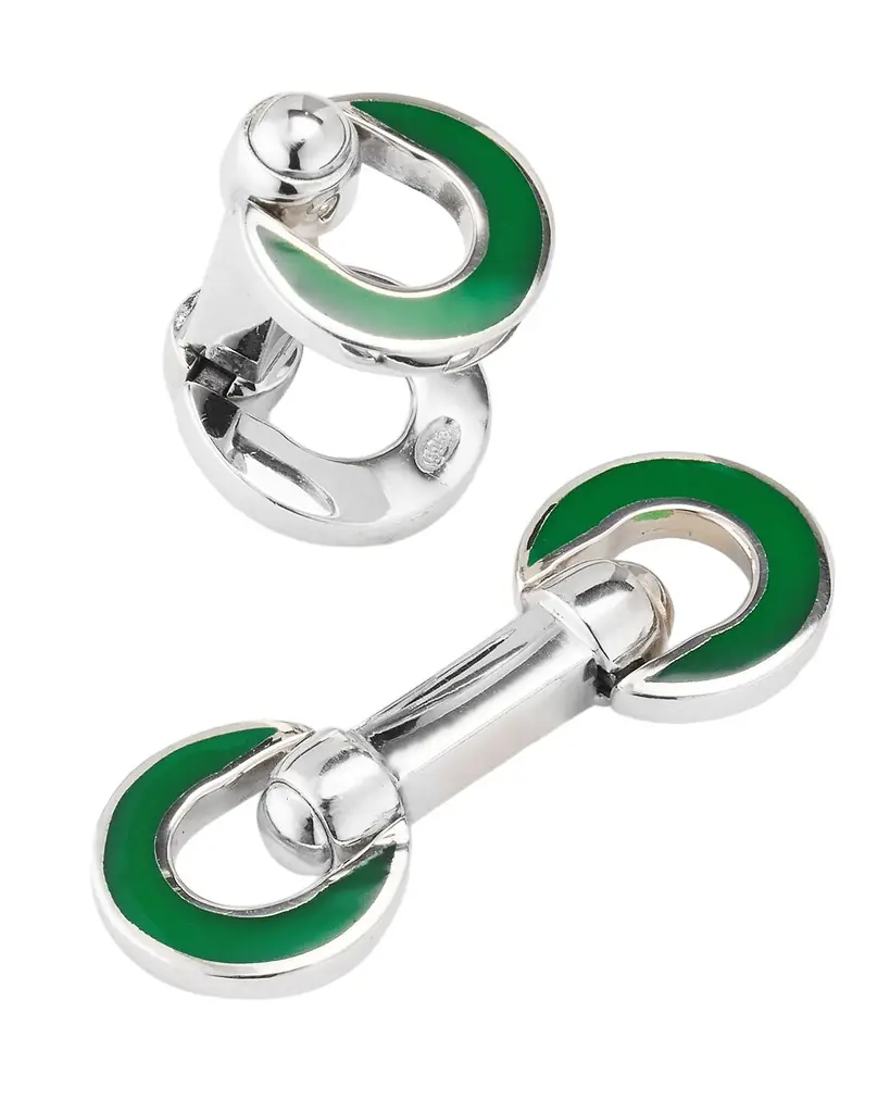 Jan Leslie Men 's Horseshoe Enamel Flip Cufflinks