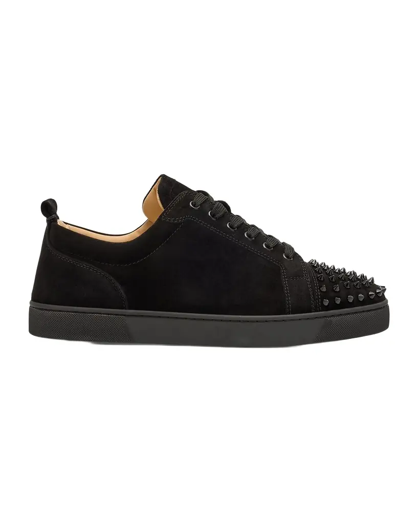 Christian Louboutin Men 's Louis Junior Spikes Leather Low-Top Sneakers