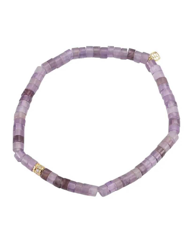 Sydney Evan Scallop Edge Pave Rondelle Bead Bracelet