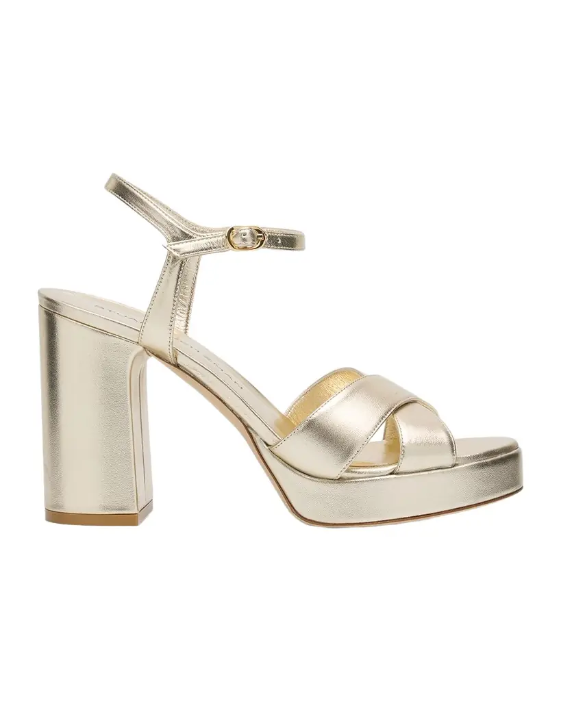 Stuart Weitzman Dayna Metallic Crisscross Platform Sandals