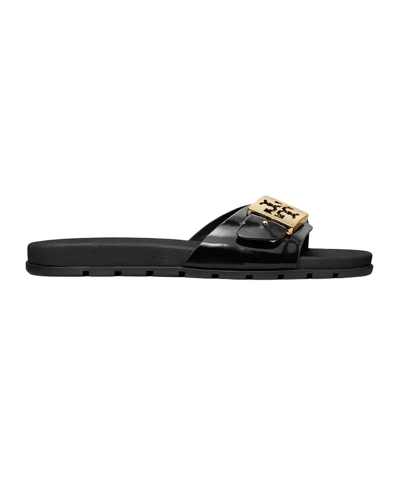Tory Burch Glossy Buckle Slide Sandals