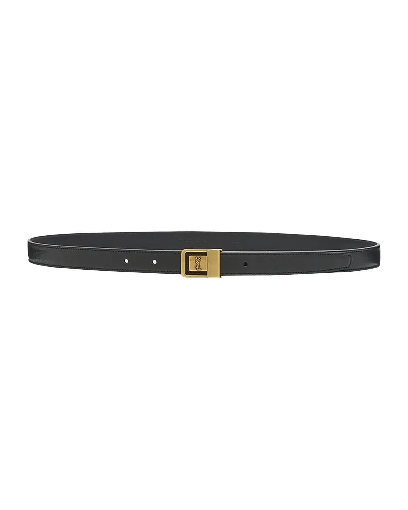 Saint Laurent YSL Buckled Grainy Leather Belt