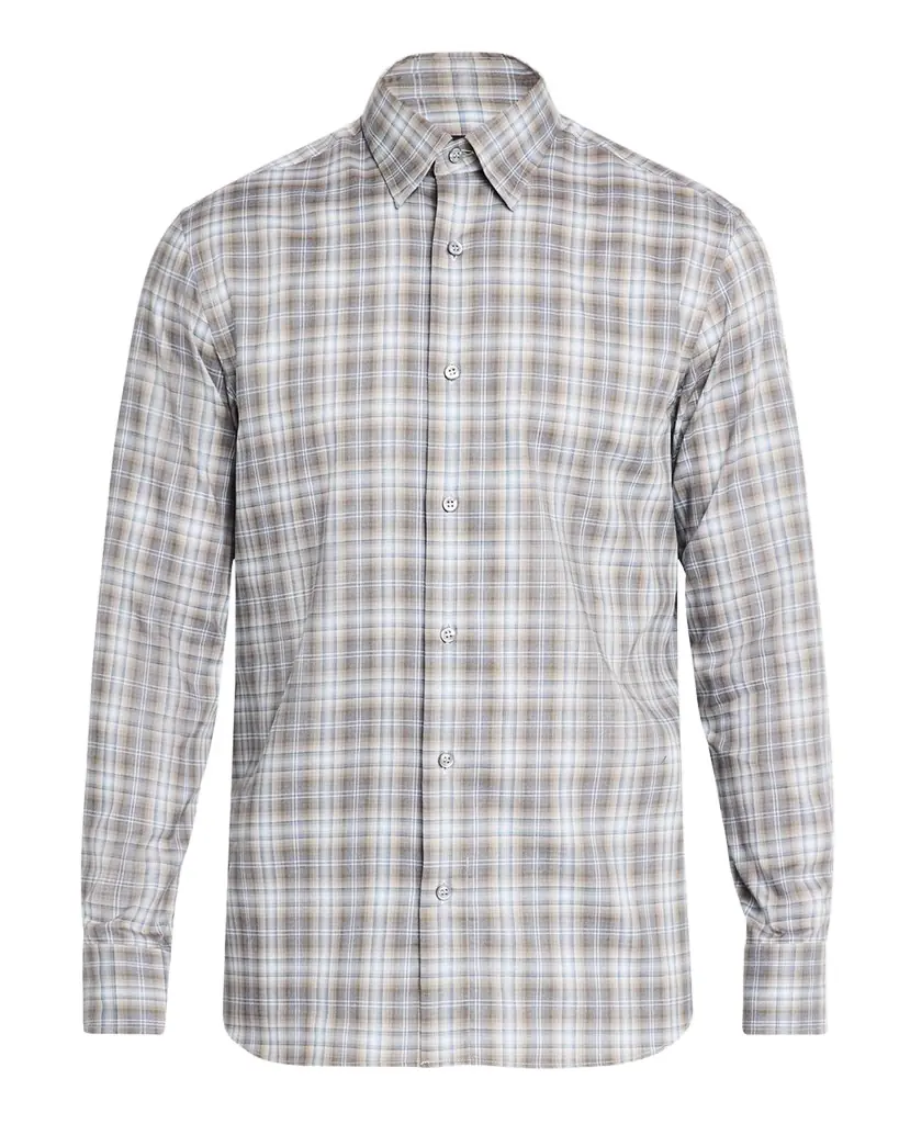 Brioni Men 's Cotton Check Casual Button-Down Shirt