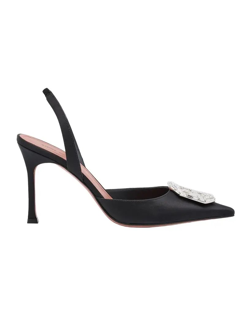 Amina Muaddi Camelia Silk Crystal Halter Pumps
