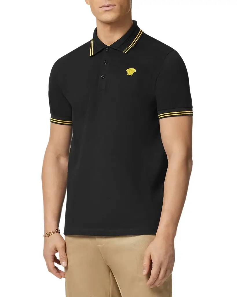 Versace Men 's Pop Medusa Tipped Polo Shirt