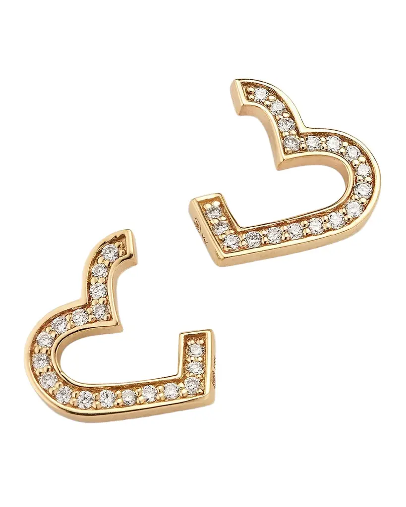 Sydney Evan 14K Yellow Gold Small Diamond Pave Heart Wrap Hoop Earrings