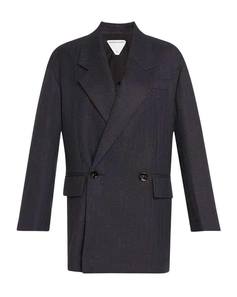 Bottega Veneta Subtle Stripe Double-Breasted Wool Jacket - Women's Clothing