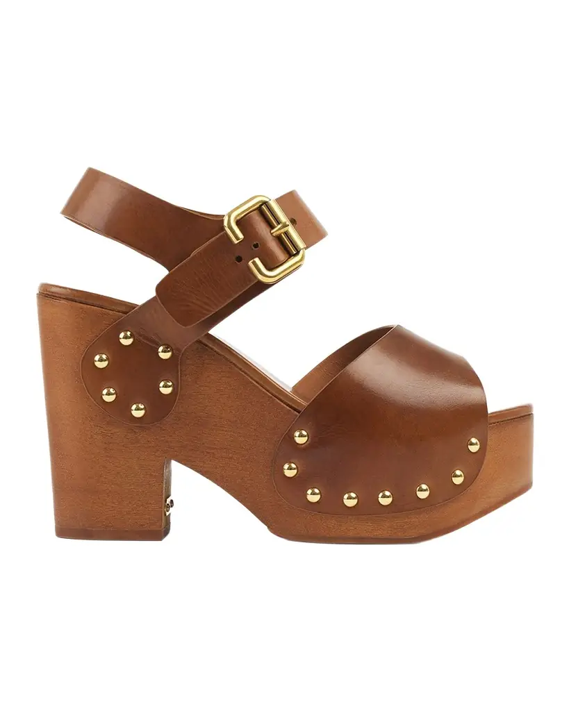 Chloe Jeannette Leather Clog Platform Sandals