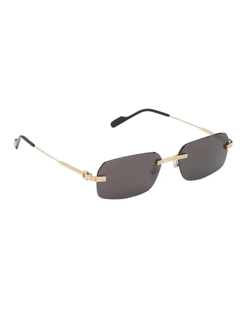 Cartier Men 's Rimless Metal Rectangle Sunglasses
