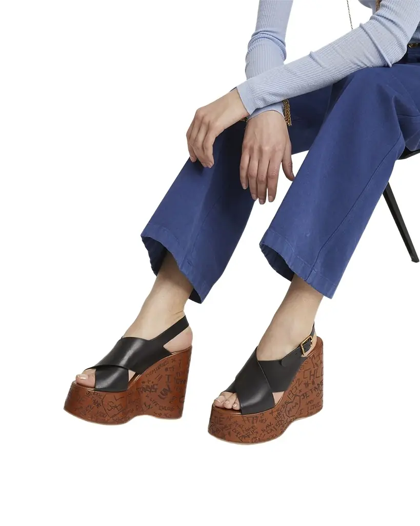 Chloe Maxime Leather Crisscross Platform Sandals