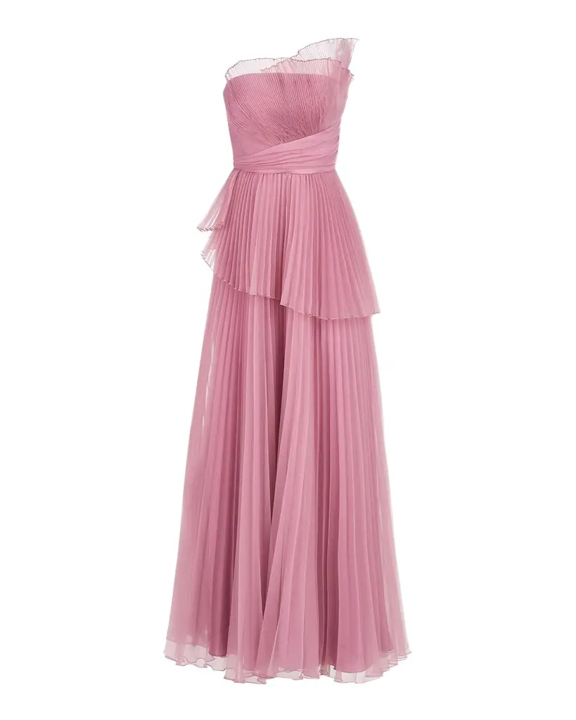 Theia Delphine Pleated Organza A-Line Gown