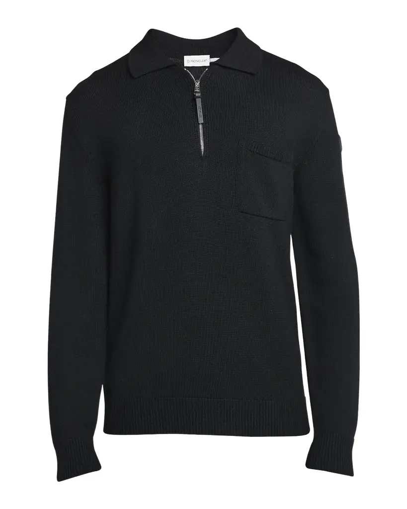 Moncler Men 's Long-Sleeve Zip Polo Sweater