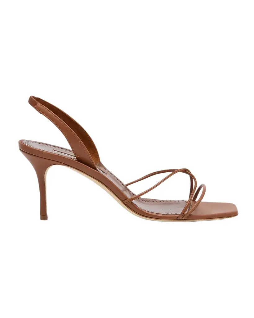 Manolo Blahnik Leather Strappy Slingback Sandals
