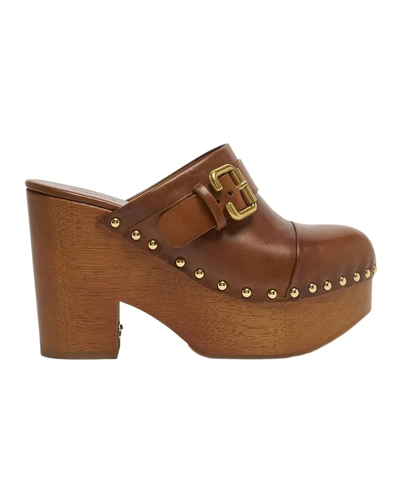 Chloe Jeannette Leather Platform Clogs