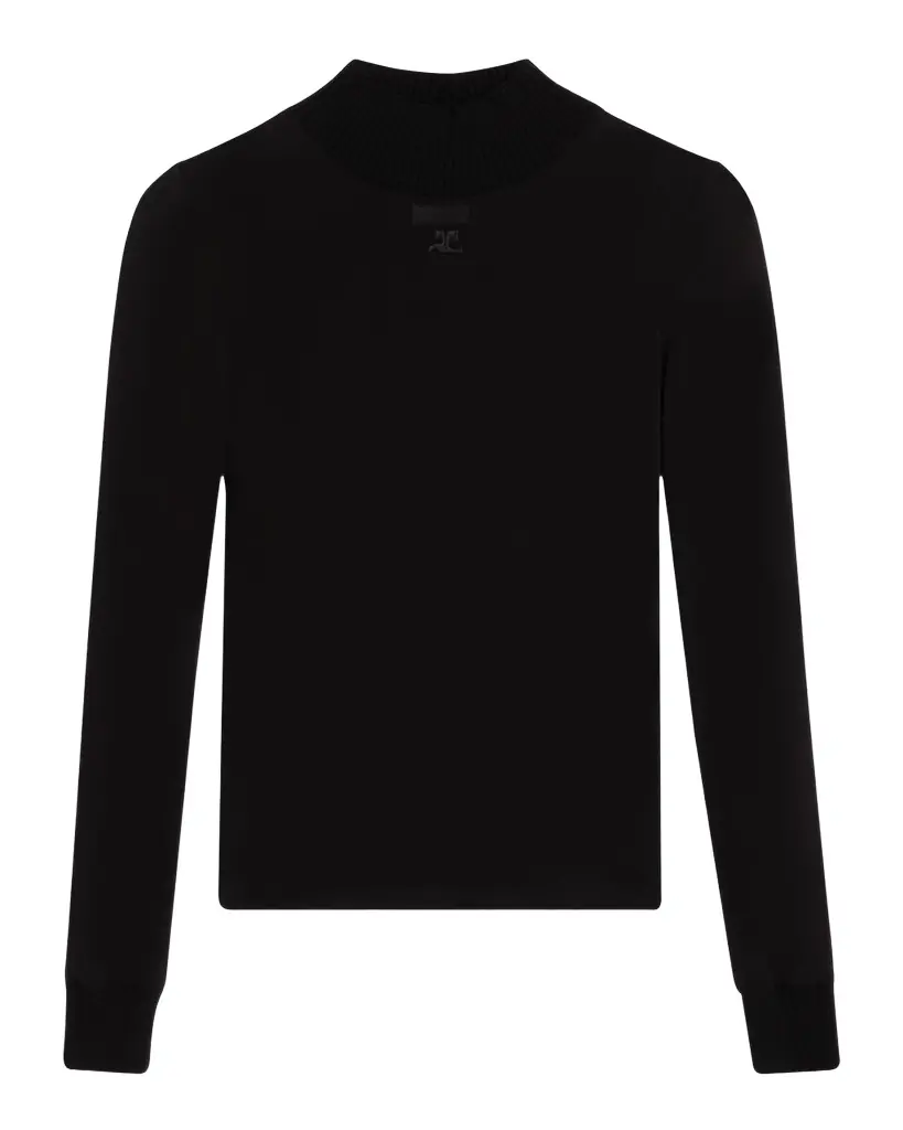 Courreges Re-Edition Mock-Neck Long-Sleeve Fitted Top