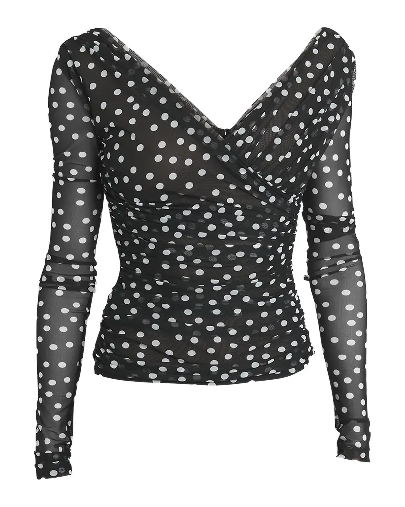 Dolce & Gabbana Polka-Dot Tulle Wrap Top