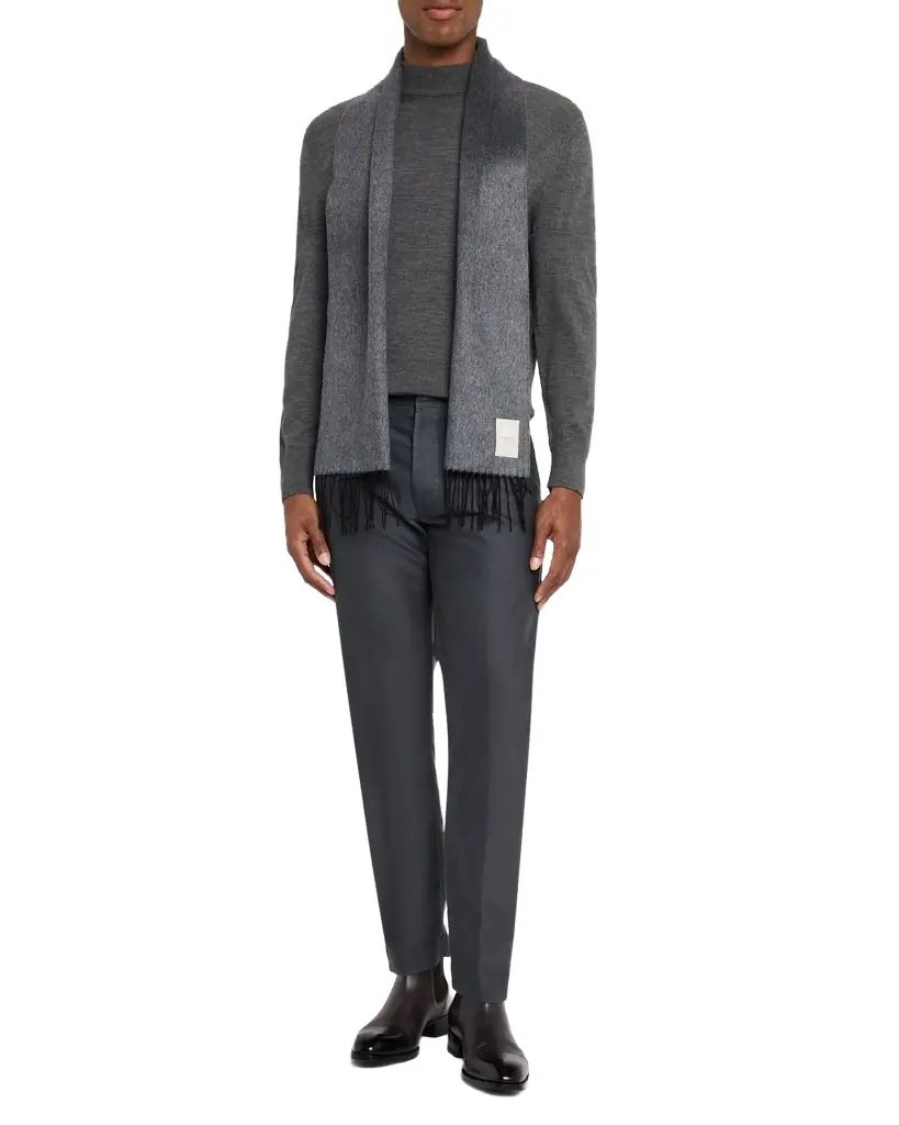 PIACENZA 1733 Men 's Mirror Silk and Cashmere Double-Faced Scarf