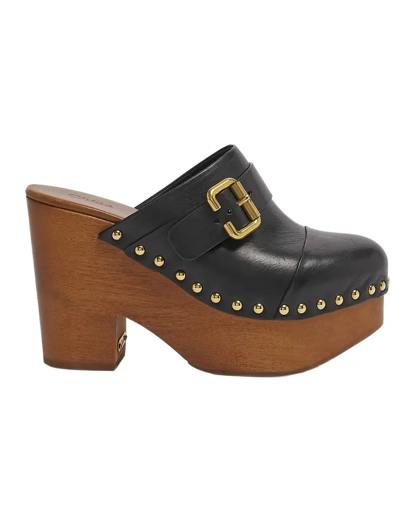 Chloe Jeannette Leather Platform Clogs