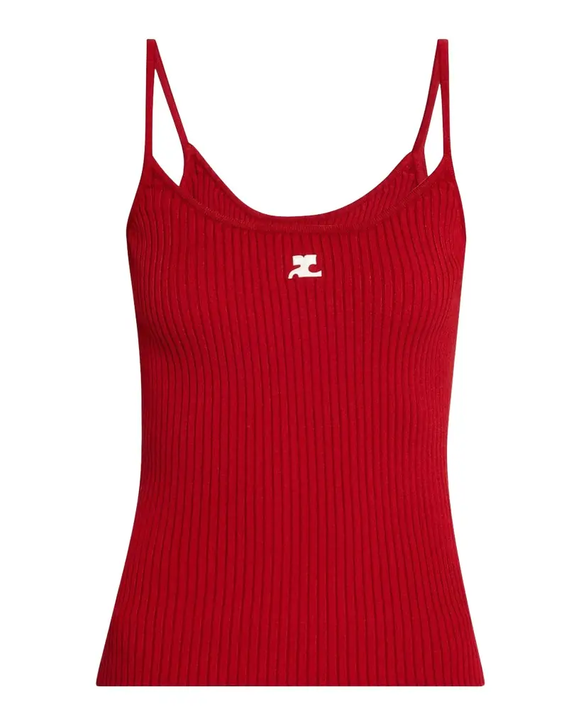Courreges Logo Ribbed Knit Tank Top