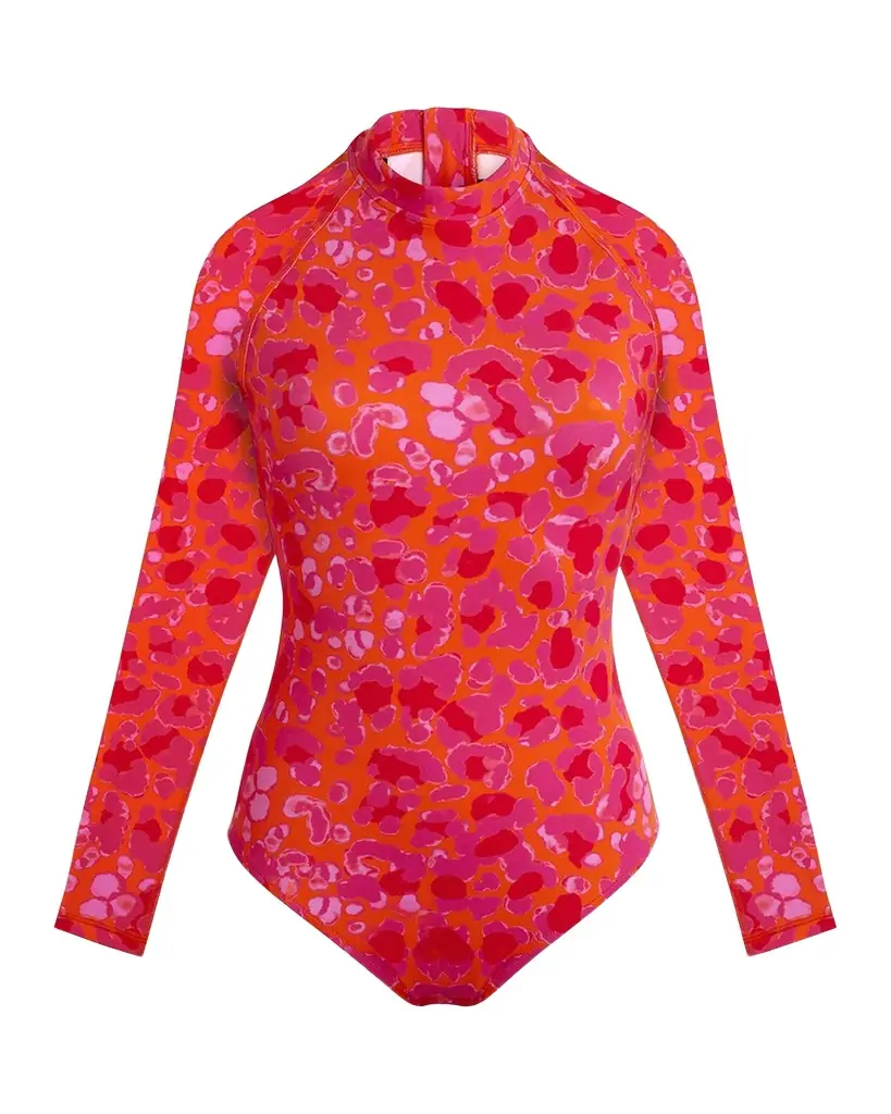 Vilebrequin Abstract Leopard Printed Rashguard One-Piece Swimsuit - Women's Clothing