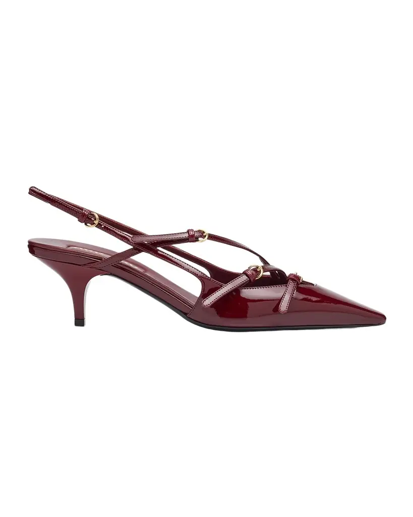 Miu Miu Patent Buckle-Trio Slingback Pumps