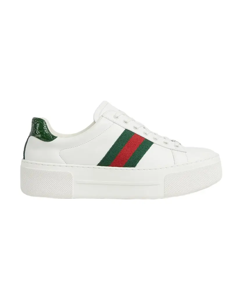 Gucci Ace Web Mixed Leather Sneakers