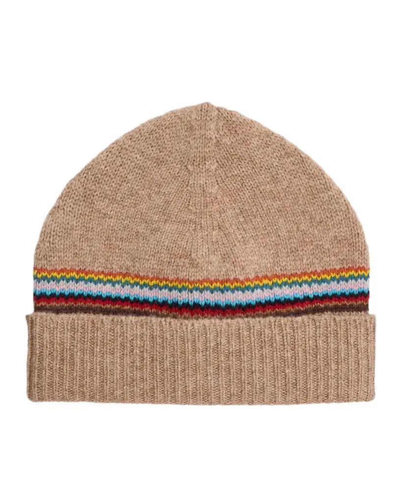 Paul Smith Men 's Lambswool Signature Block Stripe Beanie Hat
