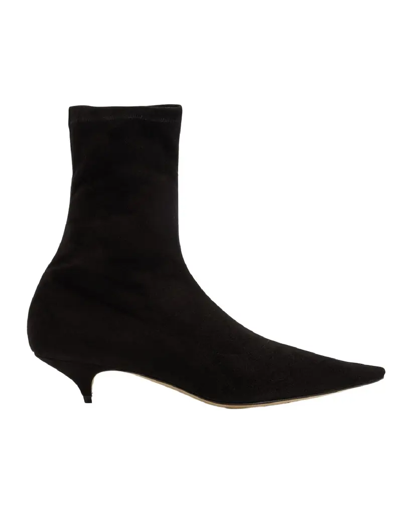 THE ROW Liisa Suede Kitten-Heel Booties