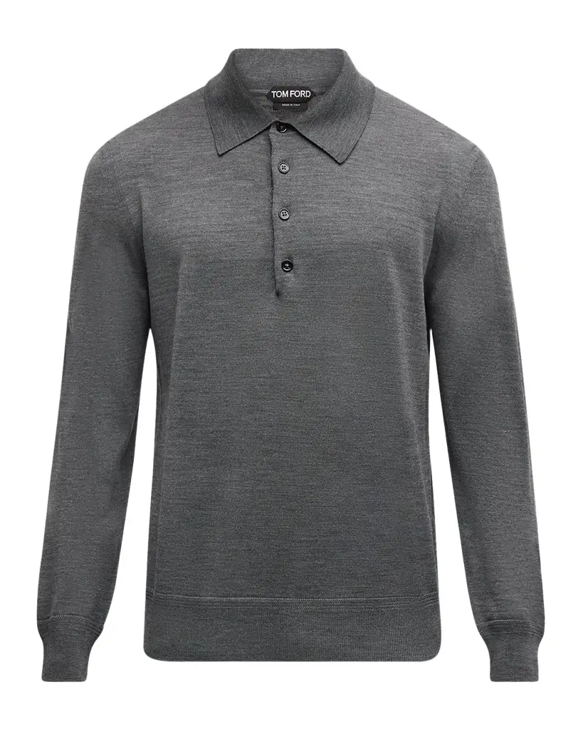 TOM FORD Men 's Fine-Gauge Wool Polo Sweater - Women's Clothing