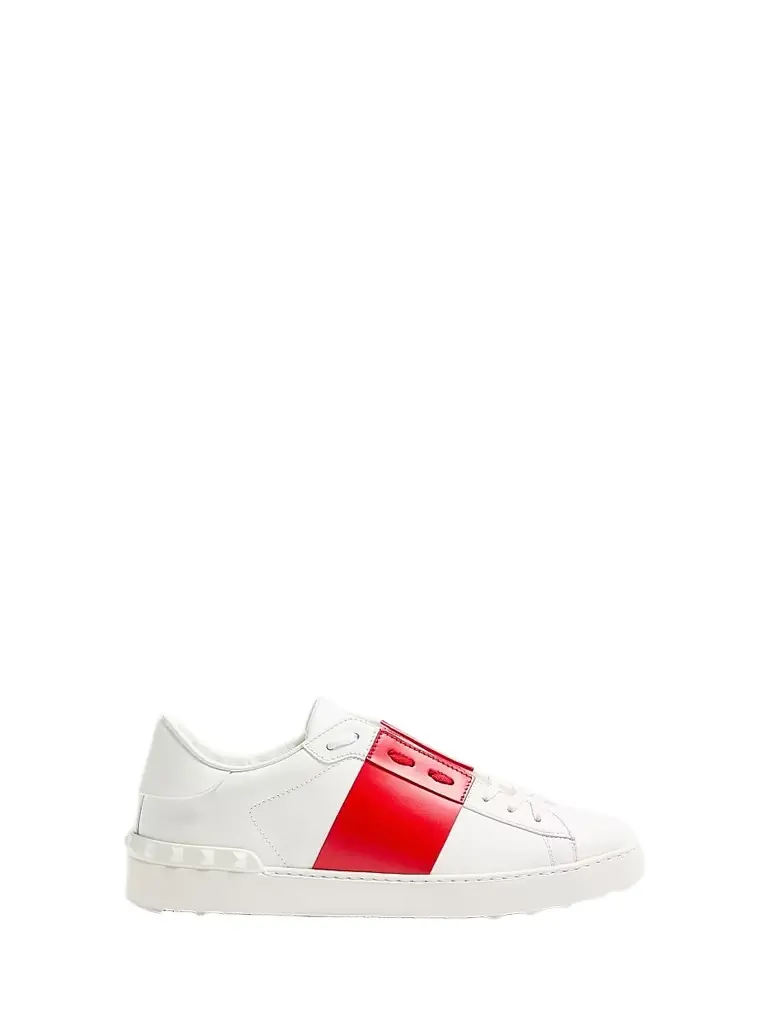 Valentino Garavani Men's Calfskin Open Sneaker - White Red