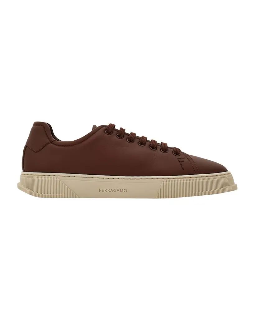 Ferragamo Men 's Bruce Deerskin Leather Low-Top Sneakers