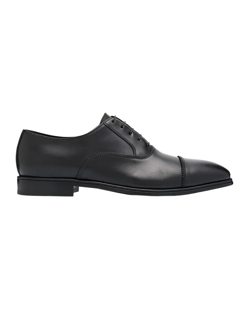 Ferragamo Men 's Boston Brogue Leather Cap-Toe Oxfords